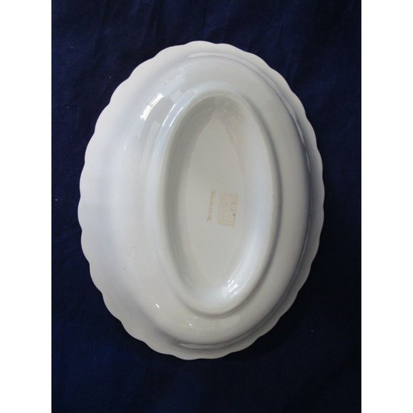 Limoges American Wales Pattern Oval Serving Bowl Floral Medallion Scalloped Rim - Picture 10 of 10